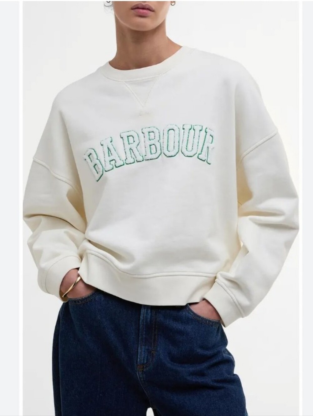 Barbour Silverdale Logo Sweatshirt In Neutral 4 NWT